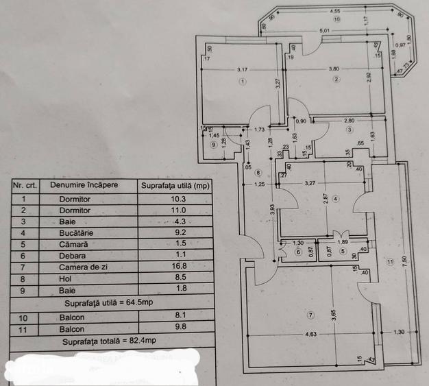 Apartament cu 3 camere, etaj 6, zona centrala - 1