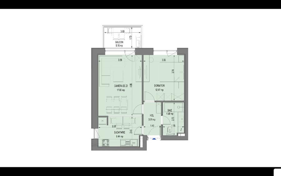 Apartament cu 2 camere decomandat în Aviației