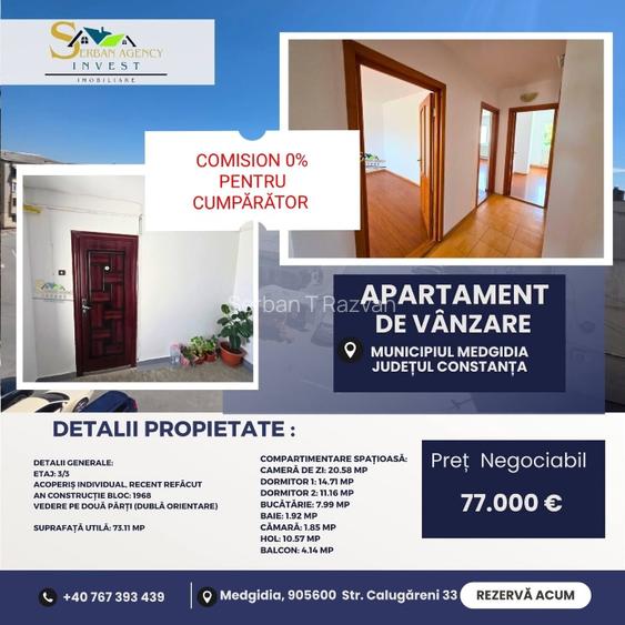 Apartament de Vânzare – 3 Camere Spațioase, Zona Piața Balada