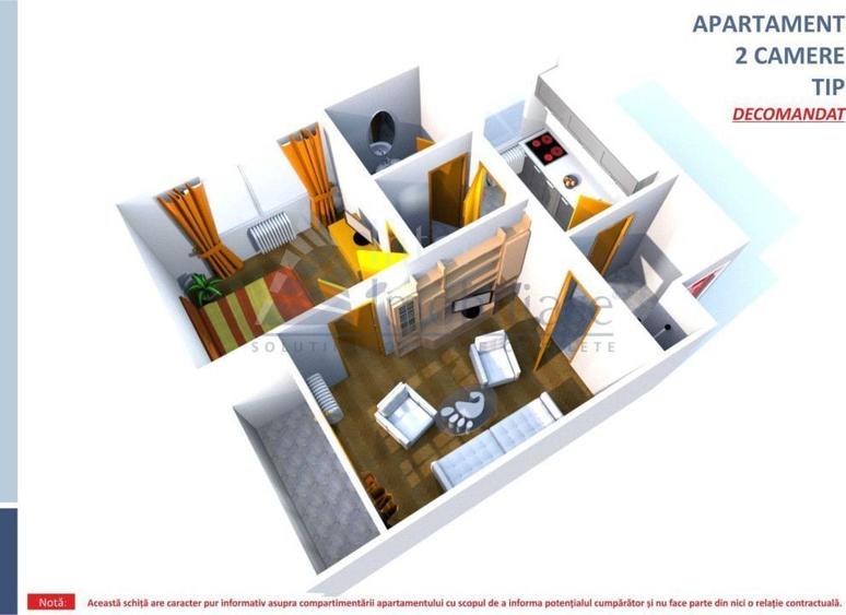 Apartament 2 camere Podu Ros , 56 metri, etaj 9 Cod:162628 - 1