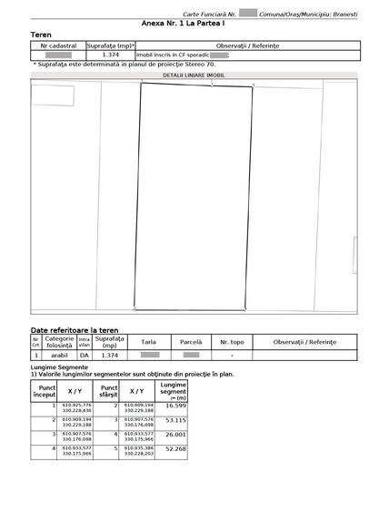 Islaz - Branesti - teren 1374mp - canalizare - gaze - curent - asfalt - 2