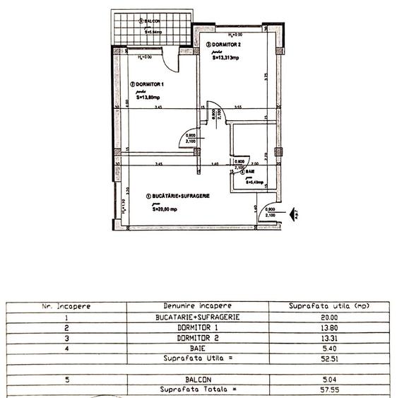Apartament de vanzare ,Floresti suprafata utila 57 mp plus balcon,95000 euro. - 10