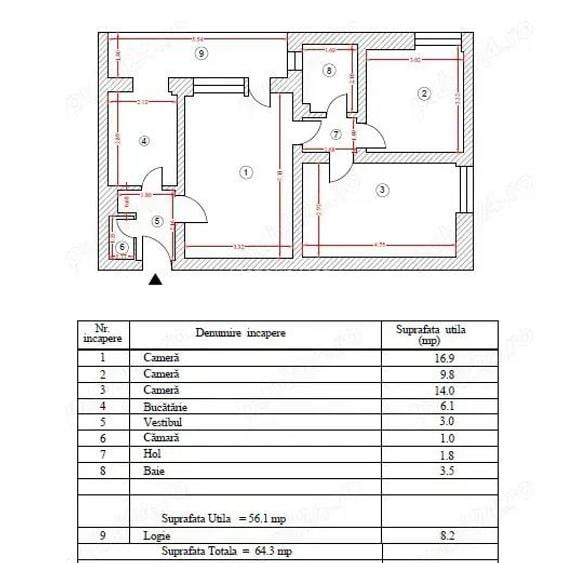 Vand apartament 3 camere strada Bucovina, zona Stadionul National Vand apartament 3 camere strada Bucovina, zona Stadionul National