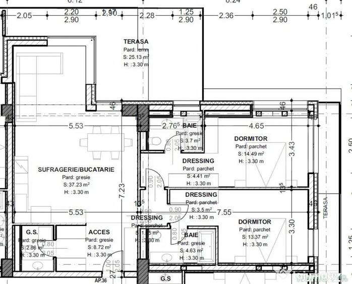 Apartament cu 3 camere decomandat în Central