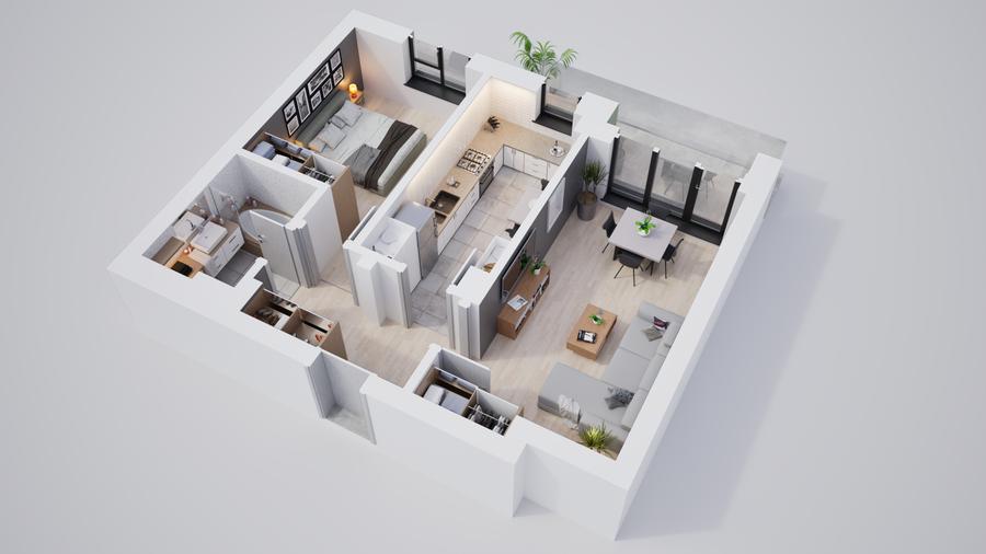 Apartament 2 camere cu incalzire in pardoseala si zone verzi - 11