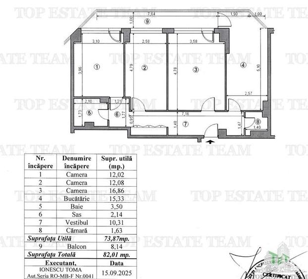 Vanzare apartament 3 camere Ion Mihalache- Piata 1 Mai - 9
