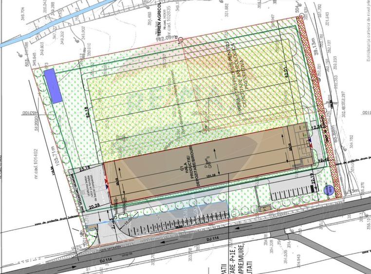 Teren intravilan 1.7 Ha, proiect hala industriala - Mosna DN141 - 5