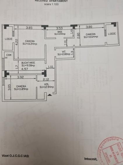 Apartament cu 3 camere decomandat, mobilat în Podul de Fier
