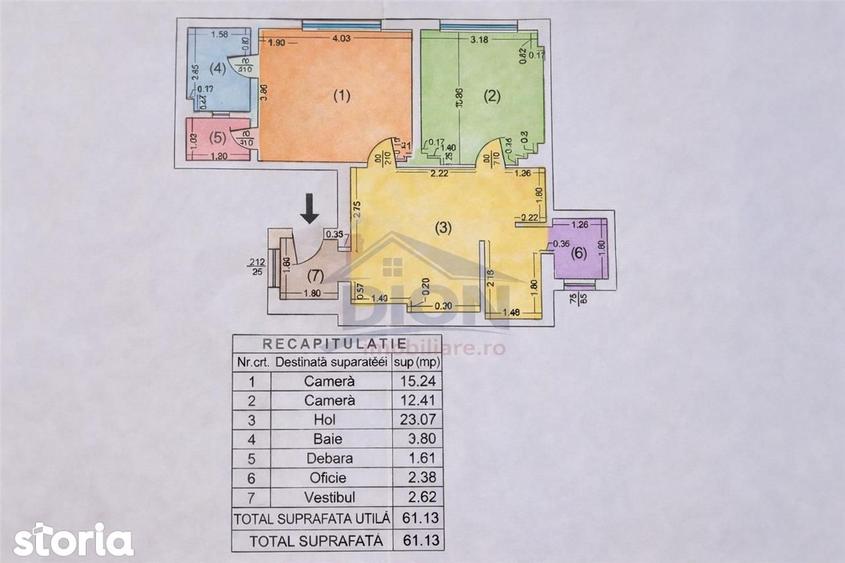 UNIVERSITATE, 3 camere, parter inalt, 61 mp, amenajat - 9