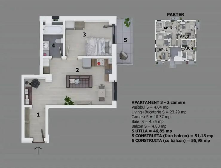 Apartament 2 Camere Otopeni | Mobilat, Utilat | Investitie | Parcare - 13