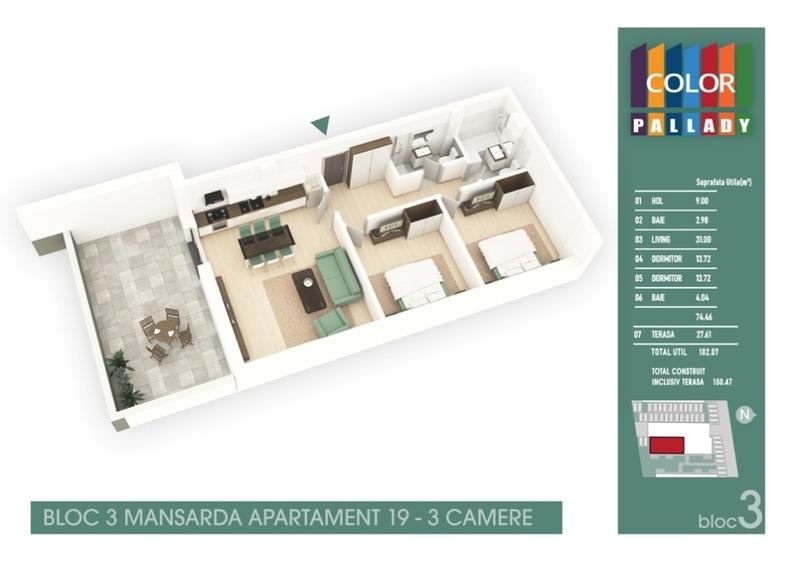 Apartament cu 3 camere decomandat în Theodor Pallady — fotografia 3