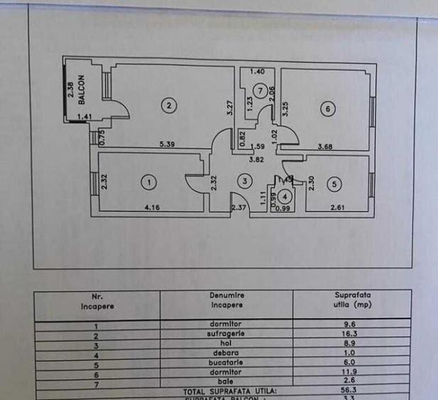 Apartament 3 camere confort 1 decomandat, zona Garii, etaj 3 - 2