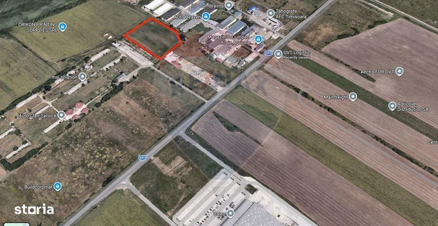 Teren industrial/logistic de vanzare 13,933mp Giarmata / DJ691 KM9 - 2