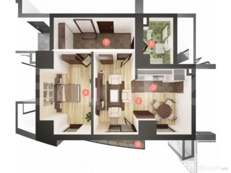 Apartament 2 camere, 52 mp, Semifinisat, Imobil Nou, Manastu - 1