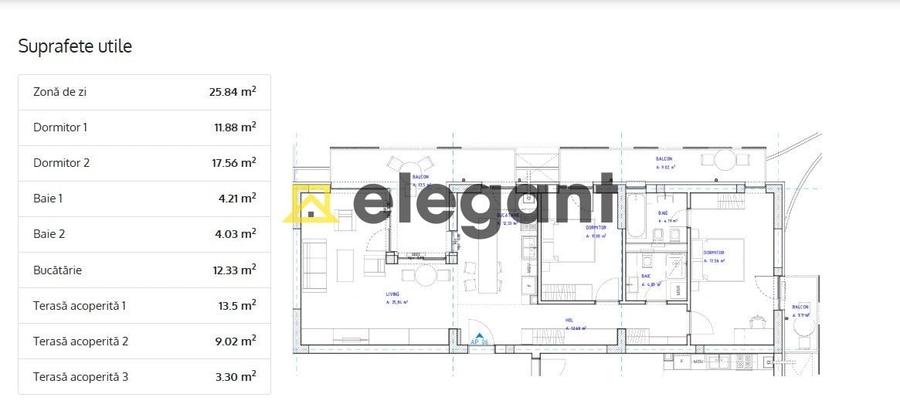 3 camere, 3 terase, 2 bai, 114 mp, bloc 2024, finisaje de lux, Piata Chiriac - 7
