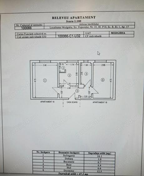 Proprietar, vand apartament luminos, calduros, cu 2 camere, decomandat,central - Medgidia