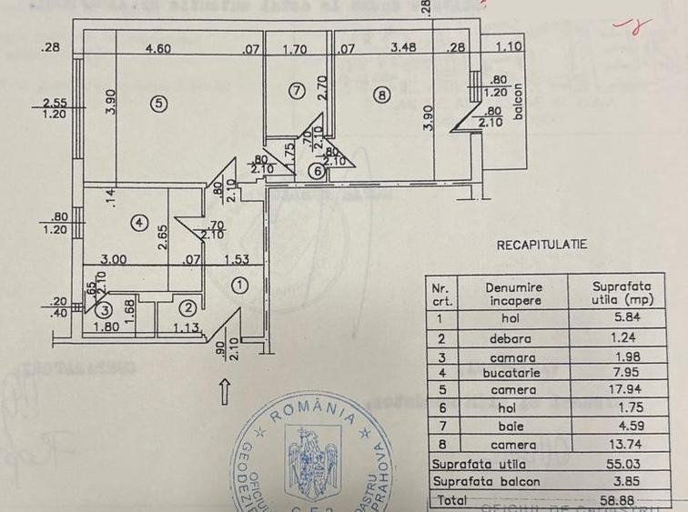 DEMOCRATIEI-2cam transf in 3c,cf1A,sd,3/4, mob+util - 83000 euro - 20