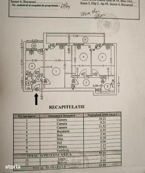 Apartament cu 3 camere semidecomandat în Militari