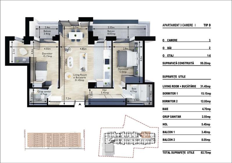 Apartament 3 camere promoție decembrie 2025 - 4