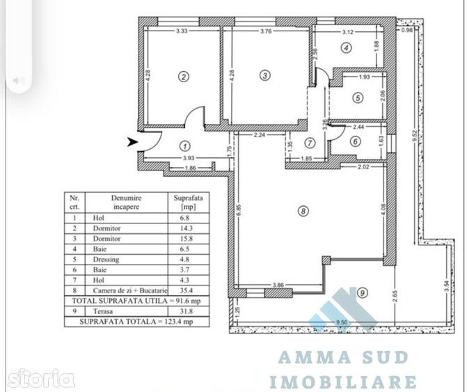 Apartament 3 camere cu terasa mobilat / utilat nou 123 mp total - 16