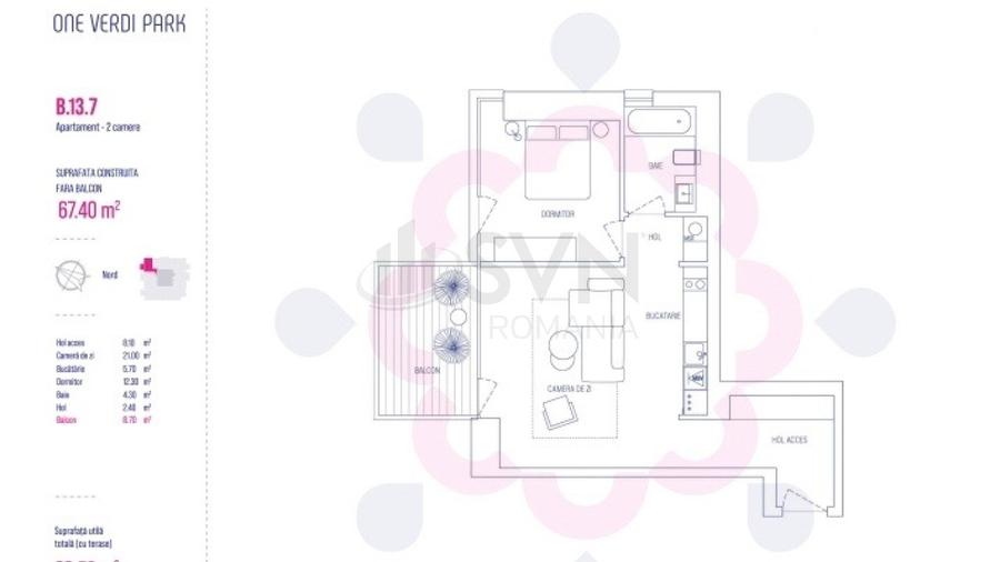 Apartament cu 2 camere decomandat în Floreasca