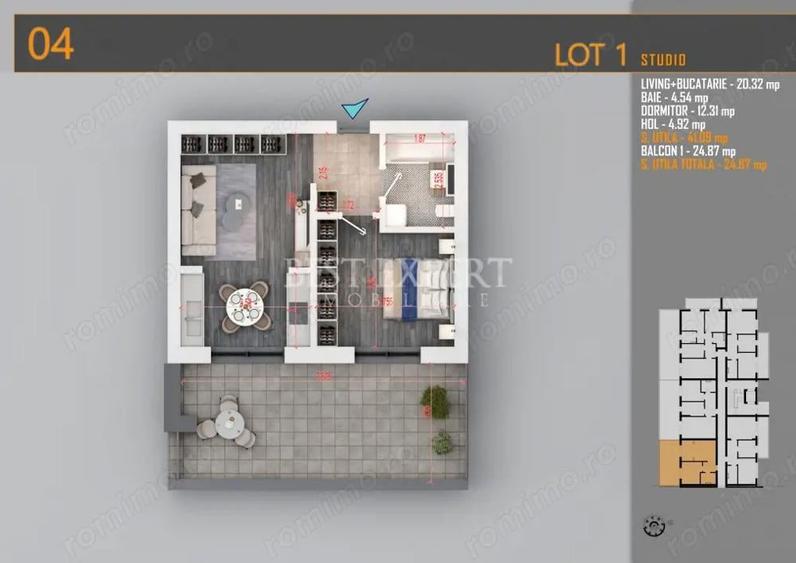 2 Camere Bloc Intim Terasa Generoasa - 1