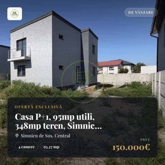 Casă individuală cu 4 camere cu Teren 350 Mp în Șimnicu de Sus