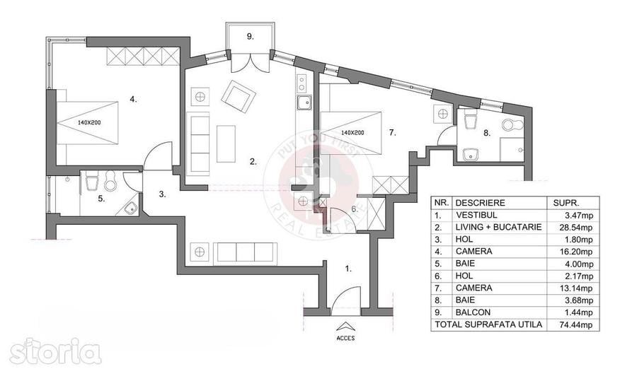 Metrou Romana | 3 Camere | 75mp | Decomandat | B12255 - 7