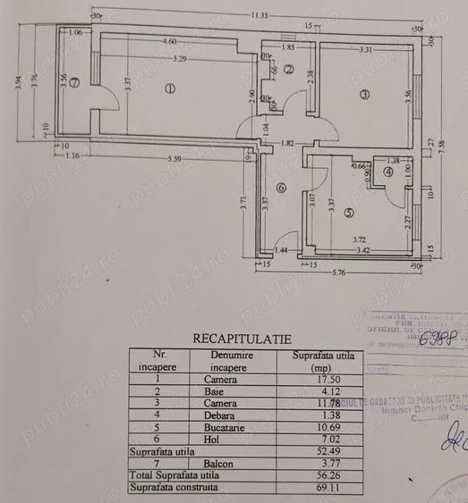 Apartament cu 2 camere decomandat în Central