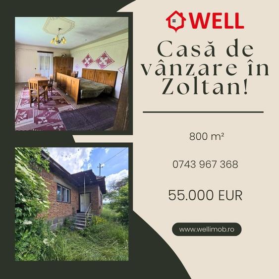Casă individuală cu 2 camere cu Teren 800 Mp în Zoltan