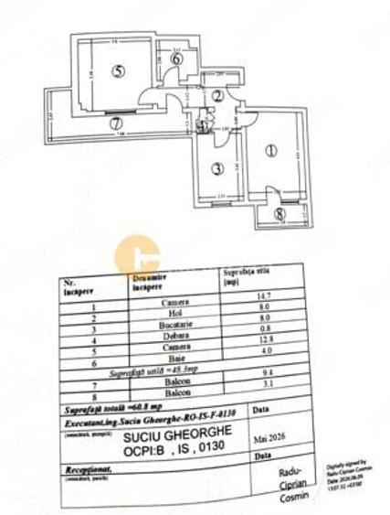 Apartament cu 2 camere decomandat, mobilat în Hala Centrală