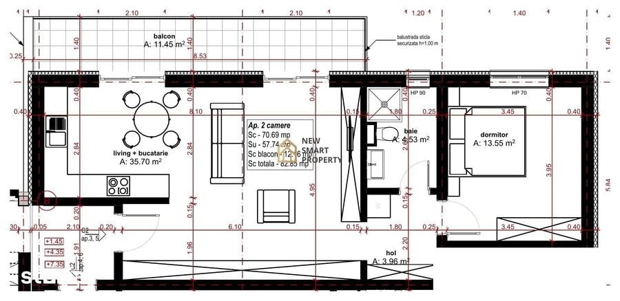 Apartament cu 2 camere în Oncea