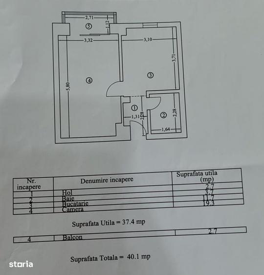 Garsonieră decomandată în Brătianu