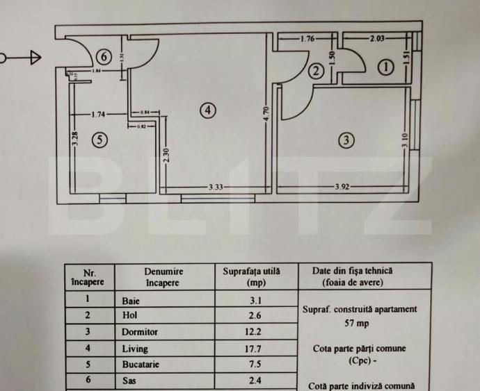 Apartament cu 2 camere semidecomandat în Central