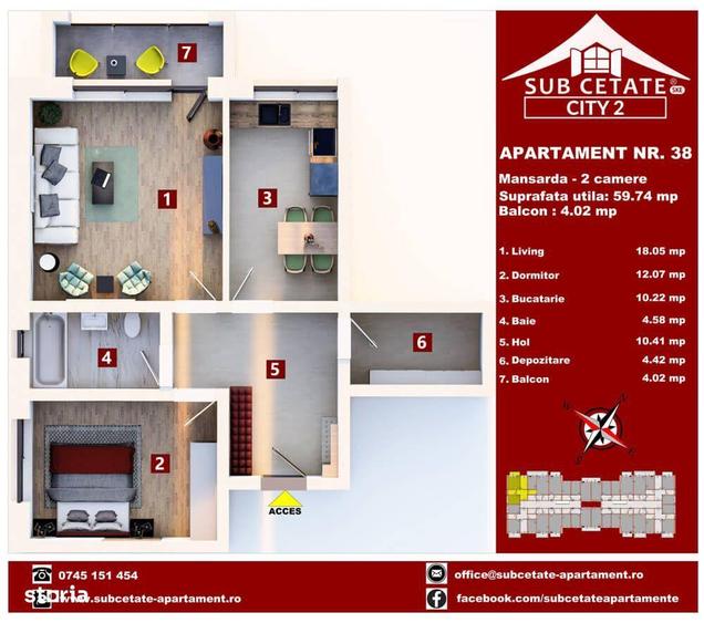 Apartament cu 2 camere decomandat în Sânpetru — fotografia 1