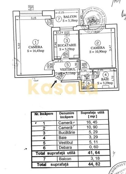 Apartament cu 2 camere decomandat în Ozana