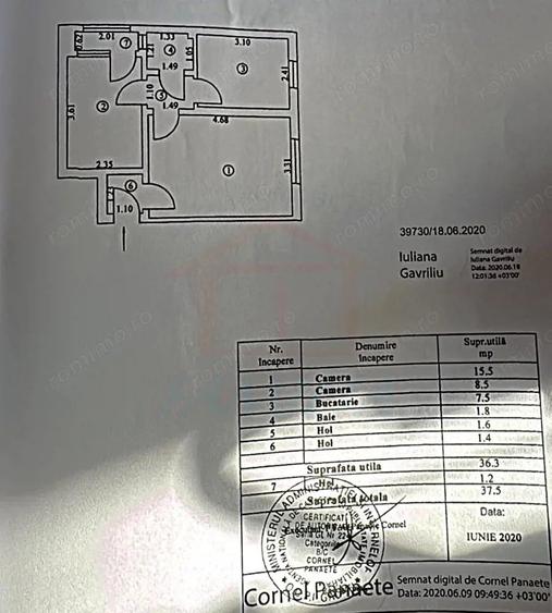 Apartament cu 2 camere semidecomandat în Micro 40