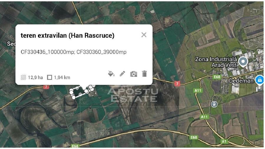 Teren agricol extravilan de 139000 mp, în Exterior Vest