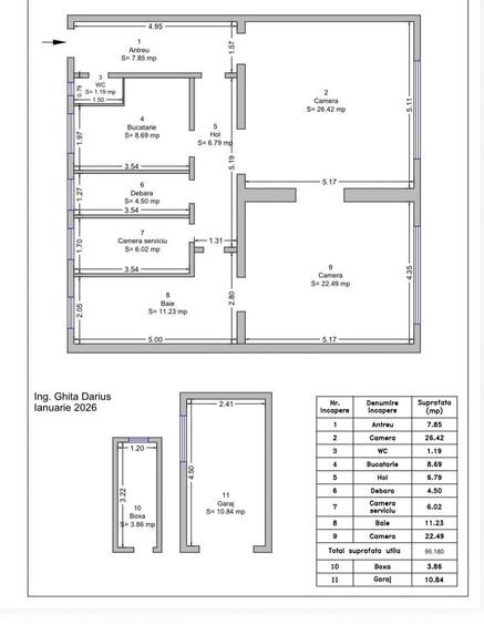 Apartament cu 3 camere semidecomandat, mobilat în Central