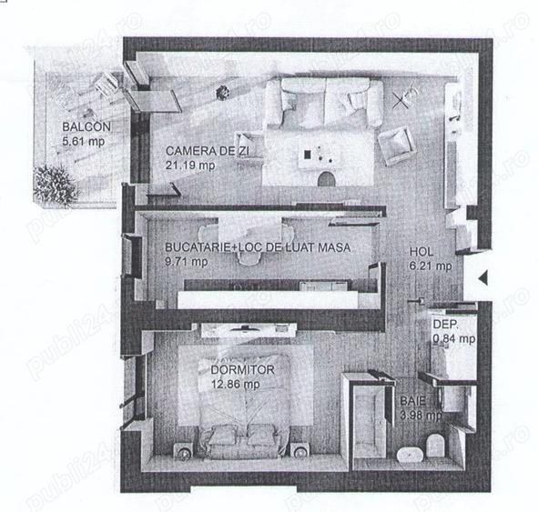 Apartament cu 2 camere decomandat, mobilat în Văcăresti