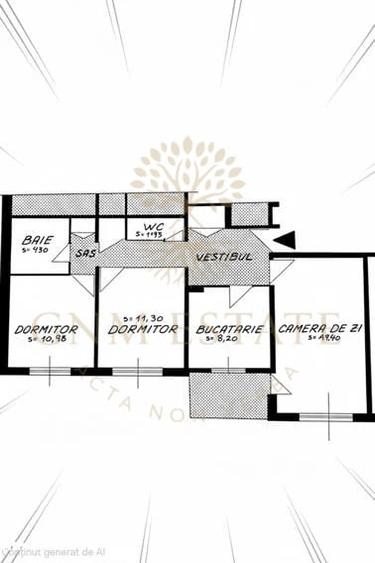 Apartament cu 3 camere decomandat în Berceni