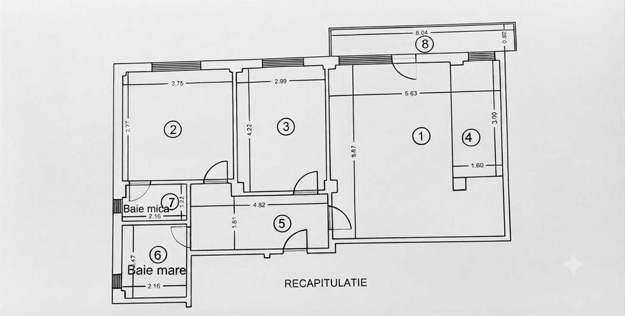 Apartament cu 3 camere decomandat în Central