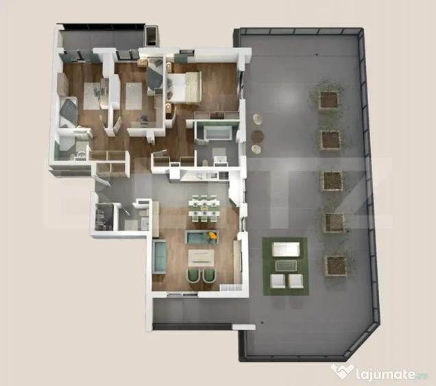 Apartament cu 4 camere semidecomandat în Central