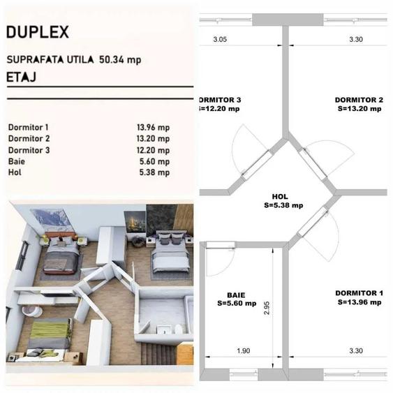 Casă cu 3 camere în Central