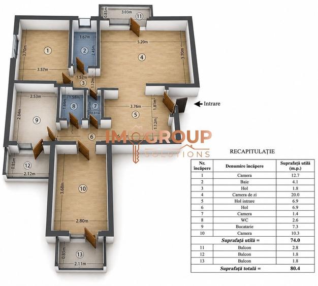 Apartament cu 3 camere în Dacia