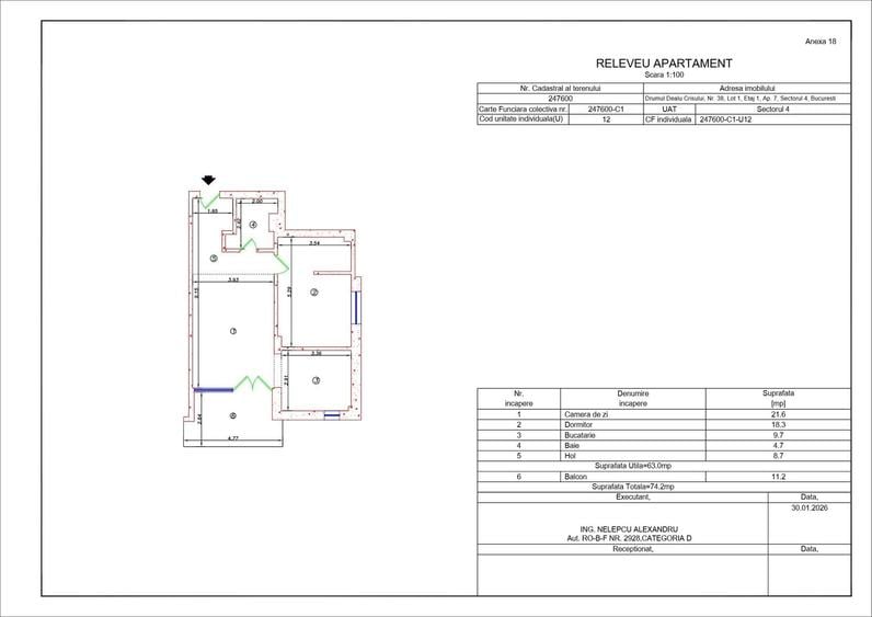 Apartament cu 2 camere decomandat în Metalurgiei