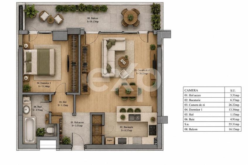 Apartament cu 2 camere decomandat în Sebastian