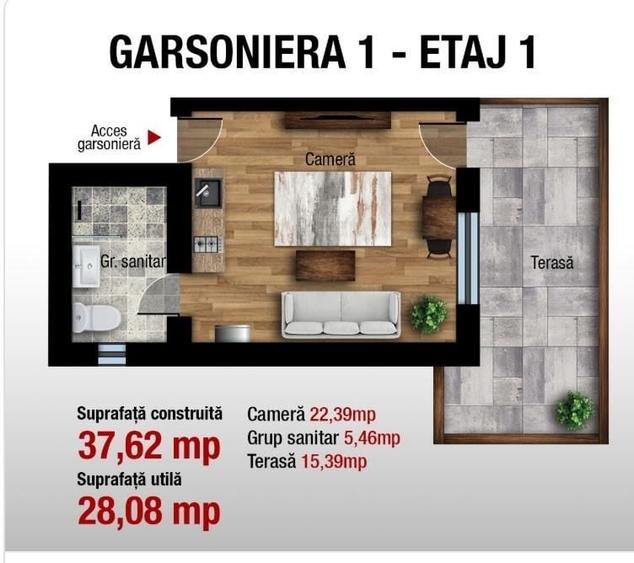 Garsonieră decomandată în Central