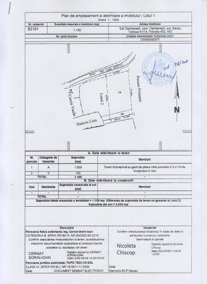 Teren de 1150 mp, în Dămienești