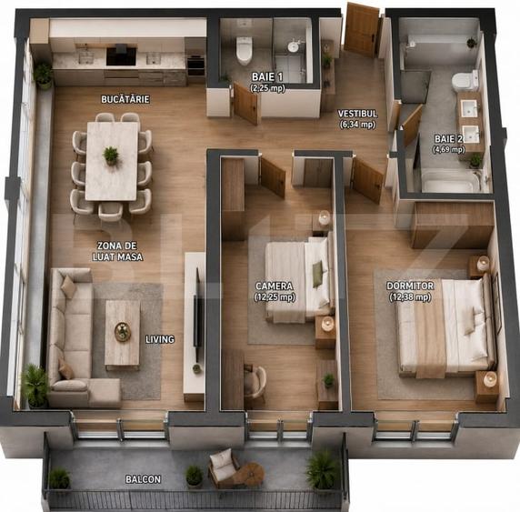 Apartament cu 3 camere decomandat în Tudor